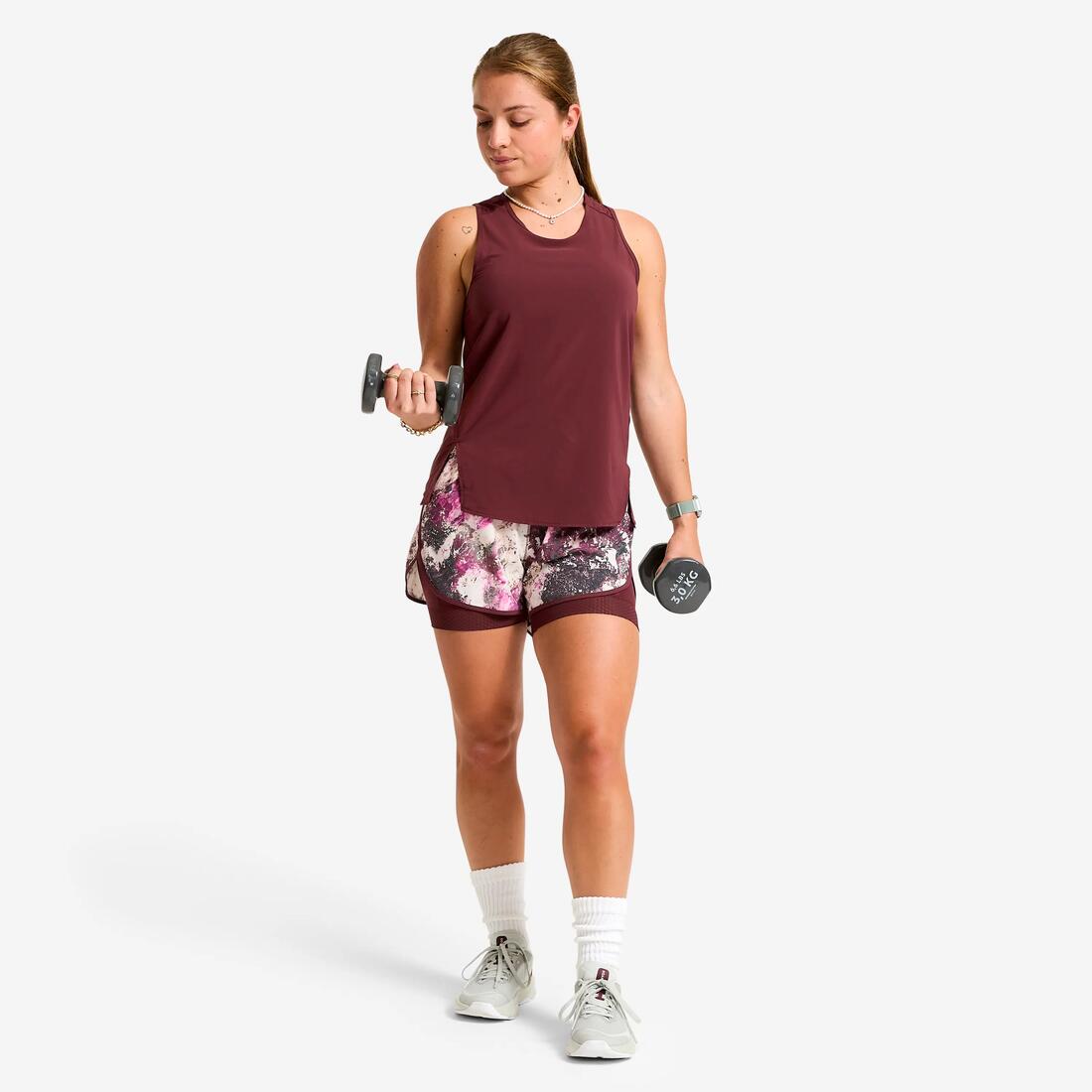 Short de fitness double couche femme