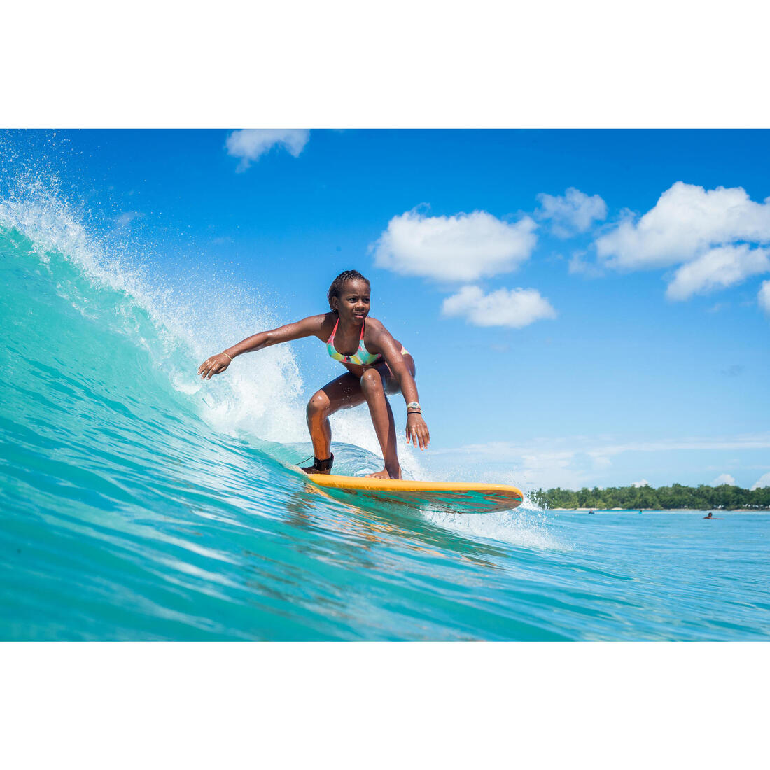 HAUT DE MAILLOT DE BAIN SURF FILLE BRASSIÈRE BONDI 500
