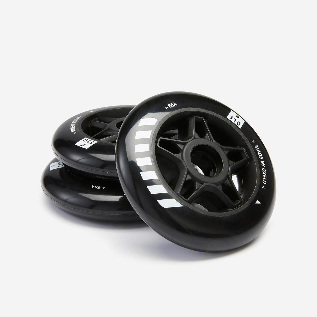 3 roues de roller en ligne OXELO 110mm / 86A noires