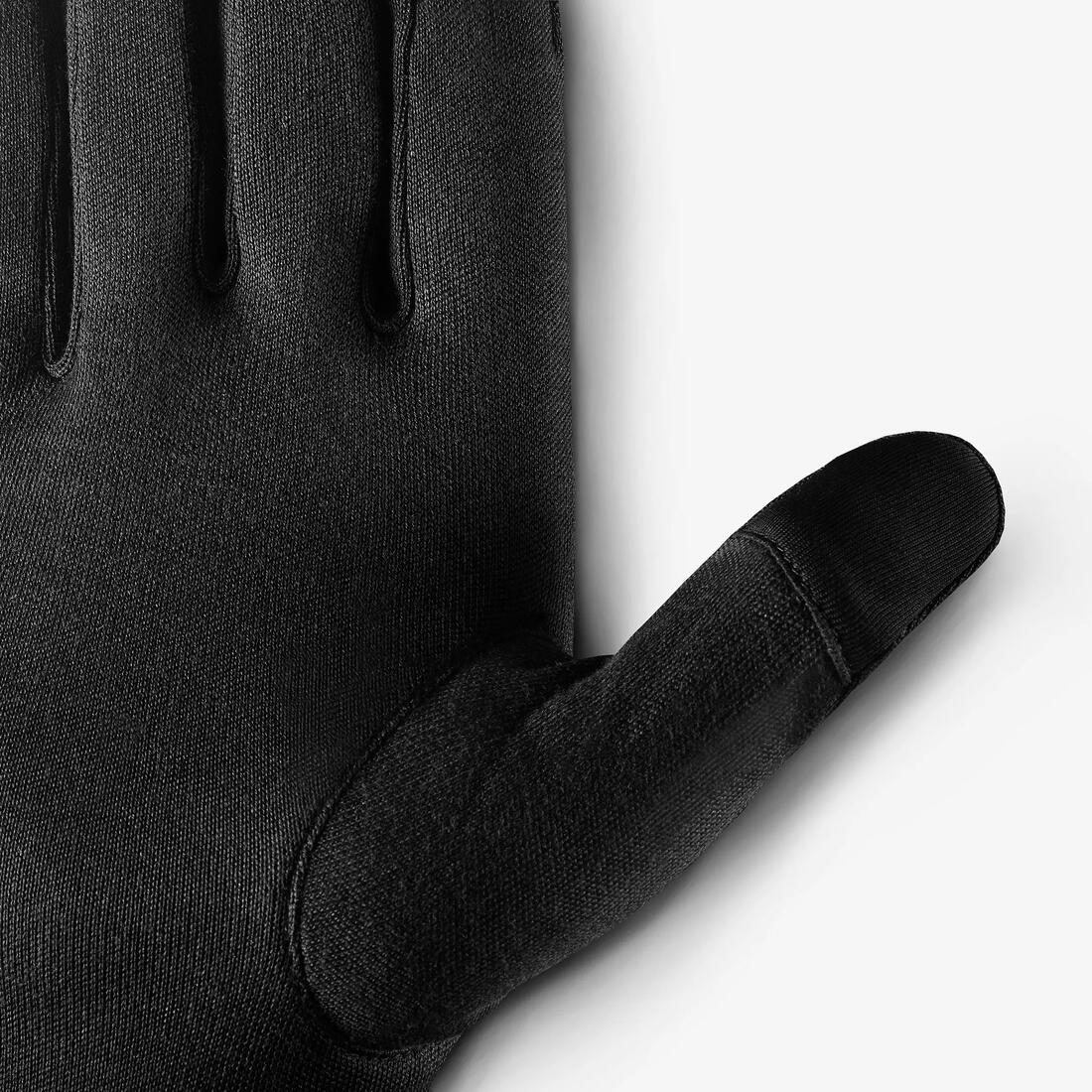 Sous-gants en soie de trekking montagne - MT 500 noir - adulte