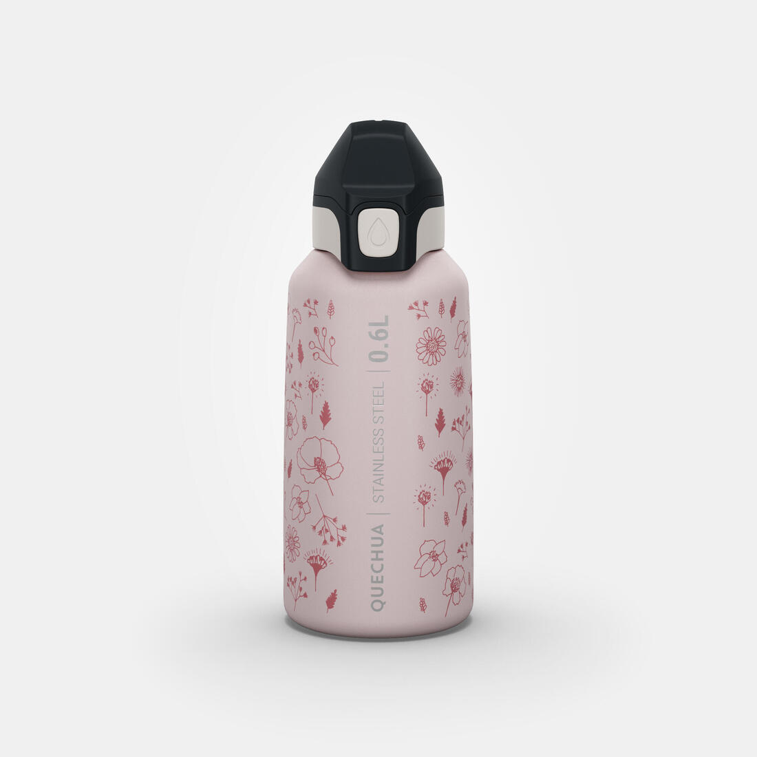 Gourde inox enfant 0,6L avec bouchon instantané, composée à 75% d'acier recyclé