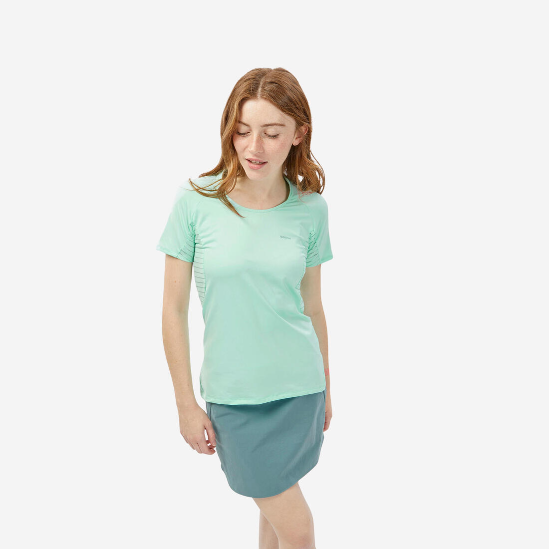 T-shirt manches courtes de randonnée montagne - MH500 - Femme – vert menthe pastel