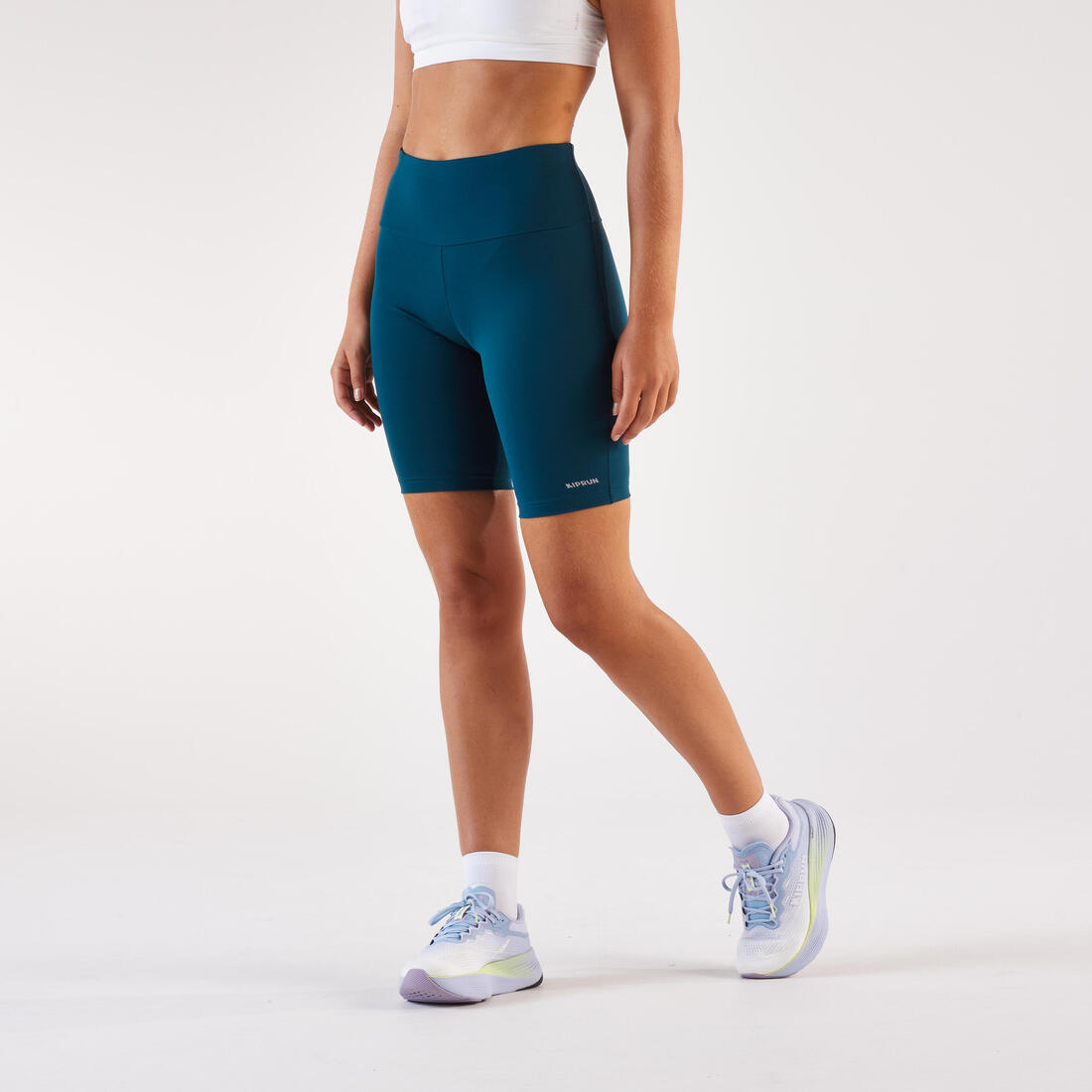 Short cycliste running femme - kiprun run 500 confort kaki foncé