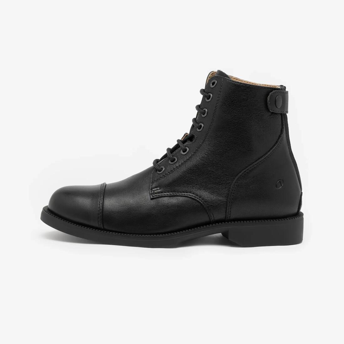 Boots équitation cuir paddock lacets Adulte - 560 noires