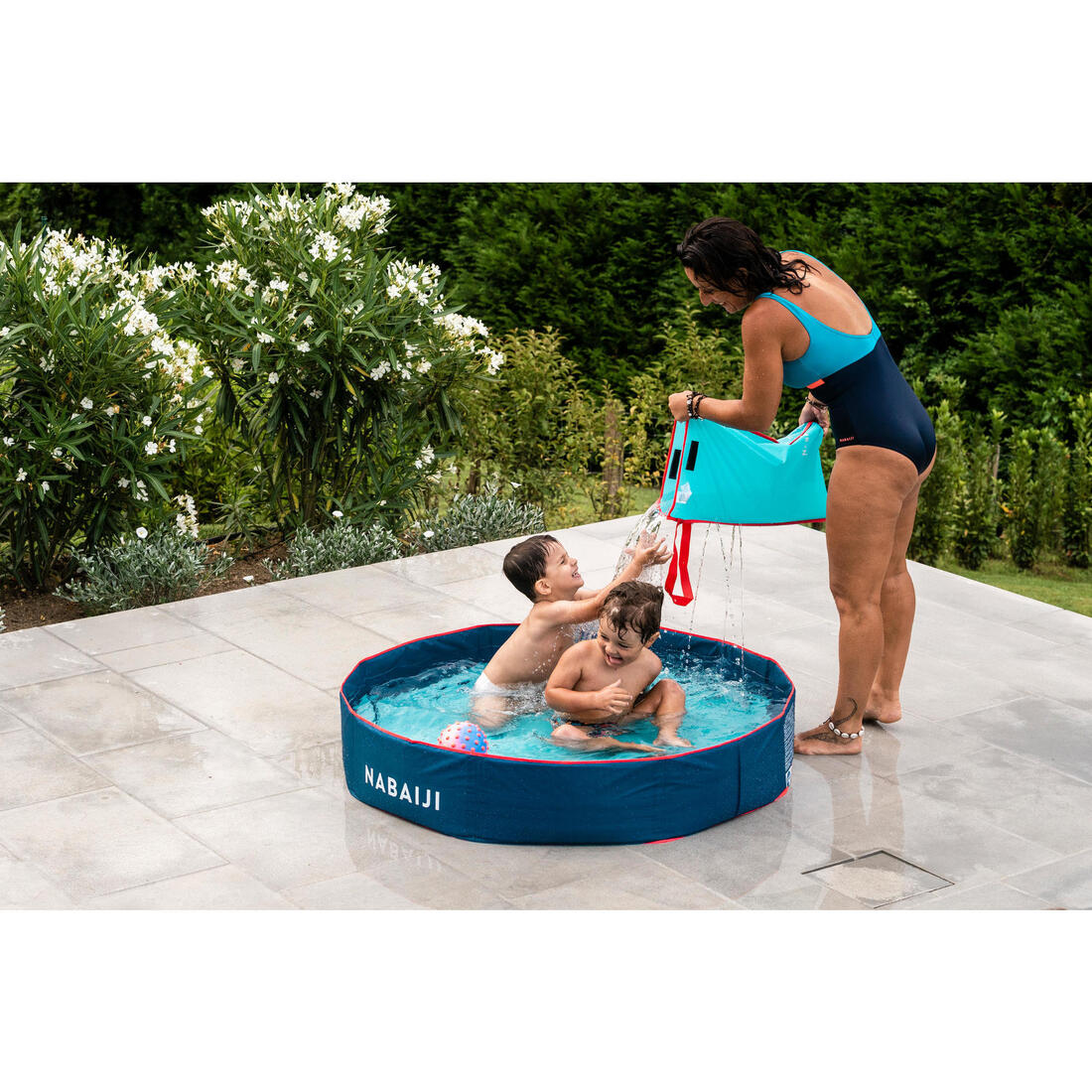 Piscinette enfant TIDIPOOL + bleu avec sac de transport étanche 120 cm diamètre