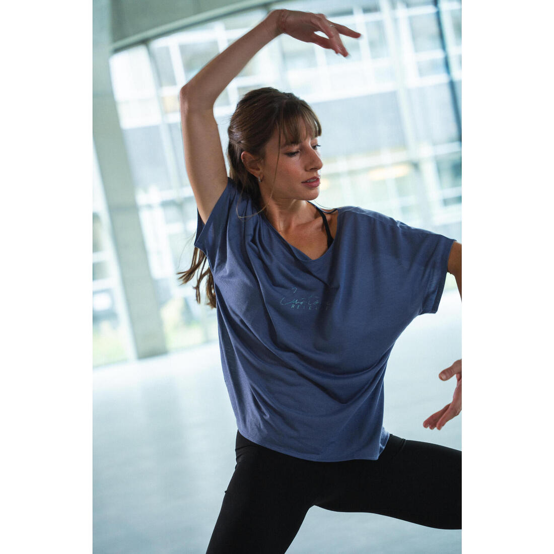 T-shirt danse moderne, manches courtes fluides femme