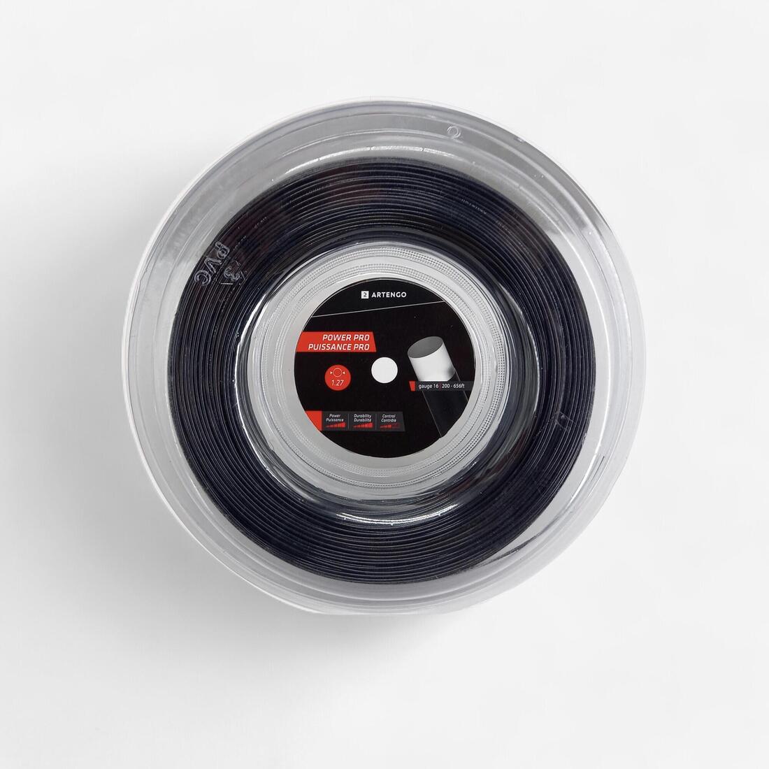 Cordage de tennis bobine monofilament, Artengo POWER PRO 1.27mm  200m noir