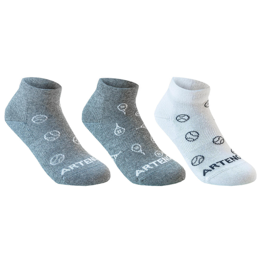 CHAUSSETTES DE SPORT ENFANT MI-HAUTES RS 160 MARINE LOT DE 3 – bleu gris