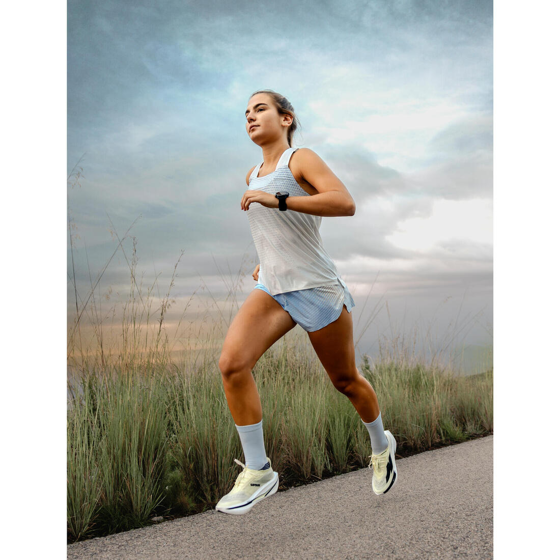 Débardeur de Running léger Femme - KIPRUN Run 900 Light violet mauve imprimé