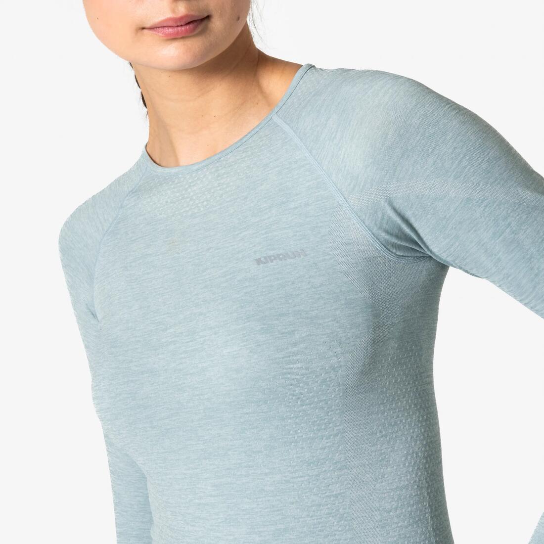 T-Shirt manches longues running Femme sans couture, KIPRUN Run 500