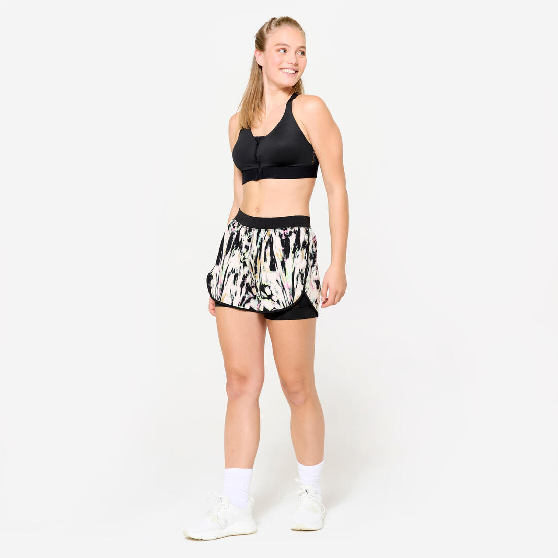 Short de fitness double couche femme