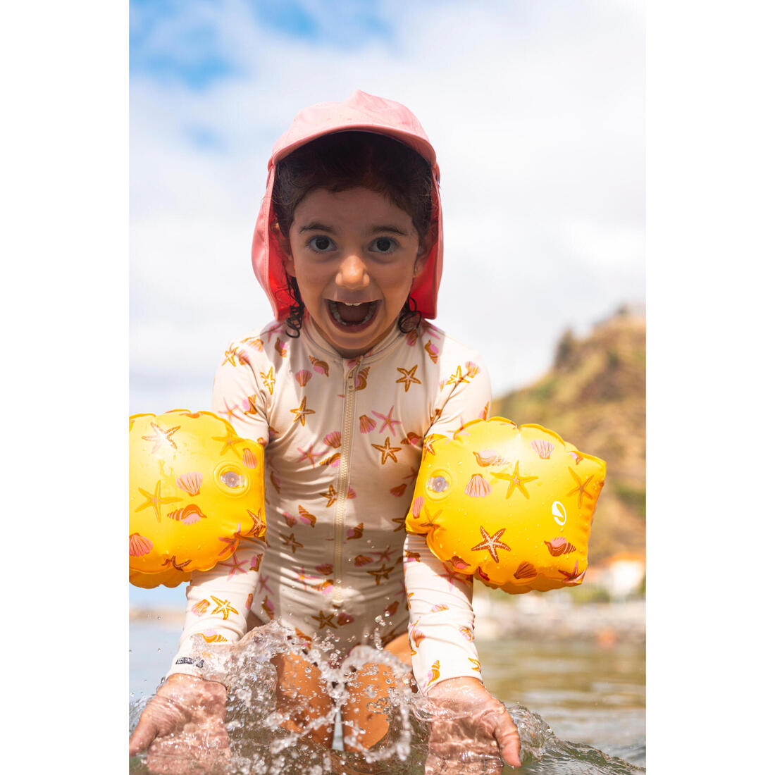 Brassards de piscine enfants rose imprimé "fleurs " 11-30 kg