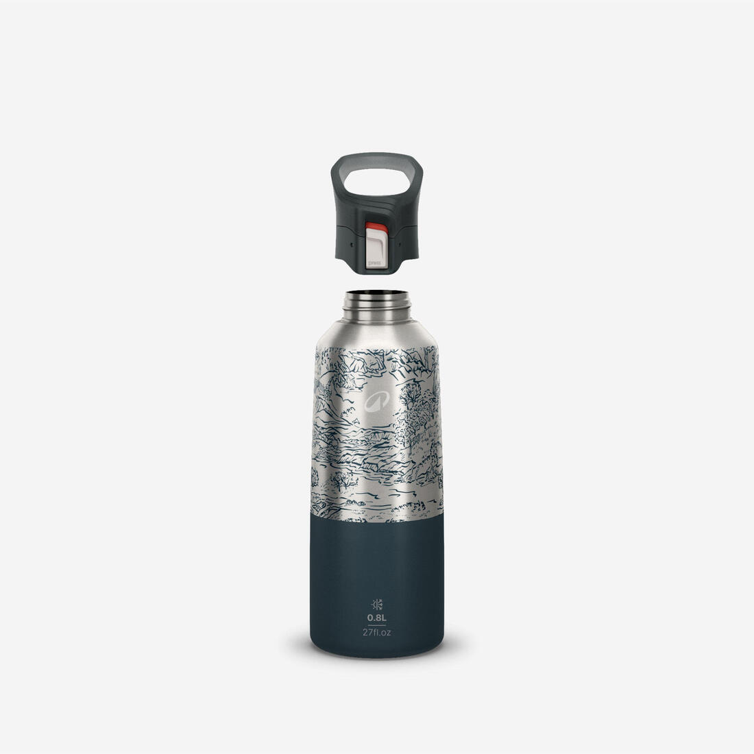 Gourde 900 isotherme inox 0,8L bouchon à ouverture rapide pour la randonnée