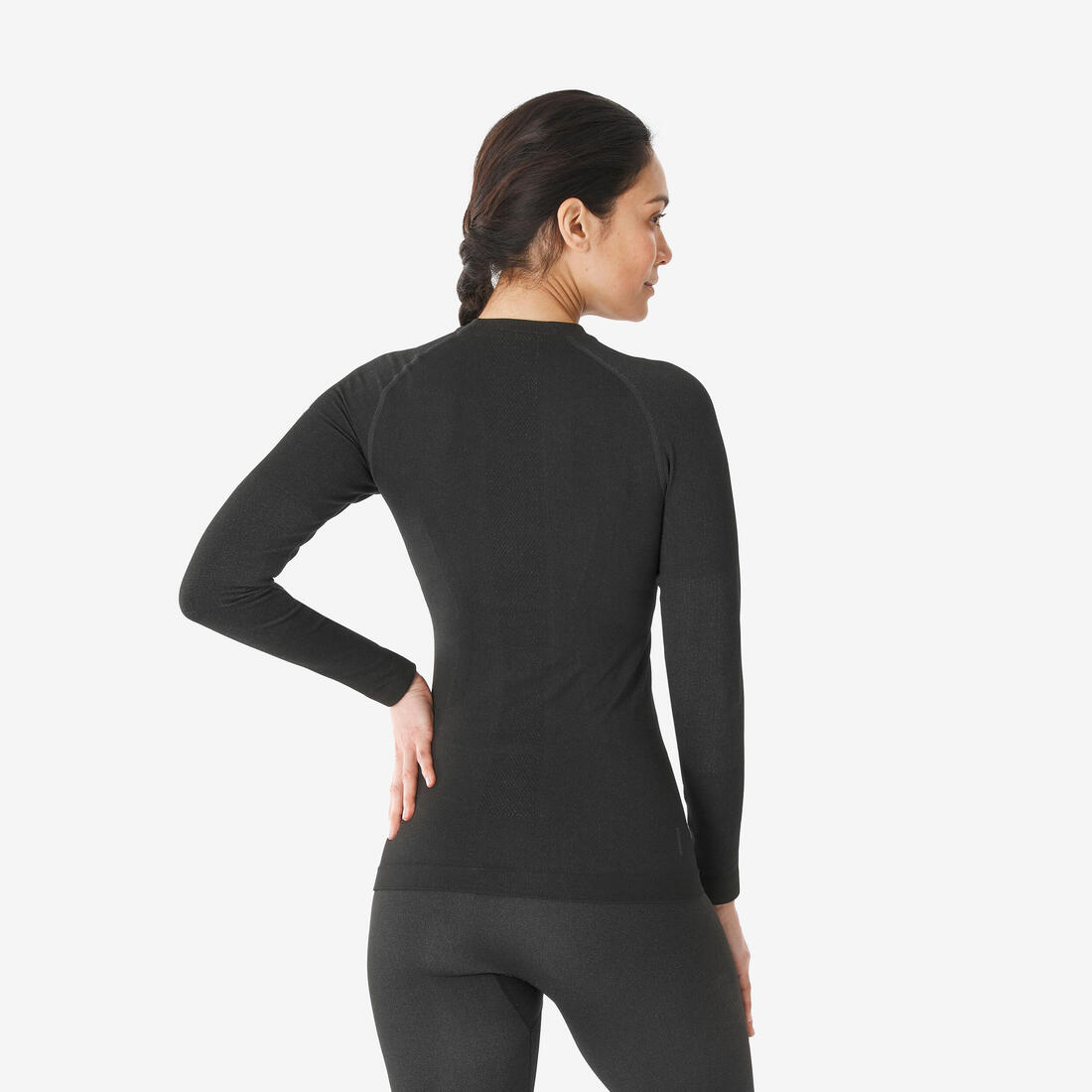 Sous-vêtement thermique de ski chaud et respirant femme, 500 seamless noir