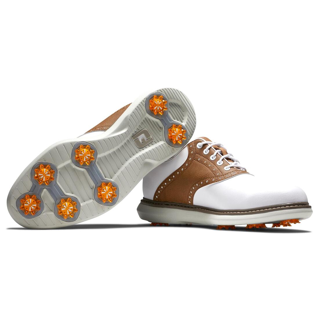 Chaussures de golf avec crampons homme Footjoy Traditions, blanc & marron