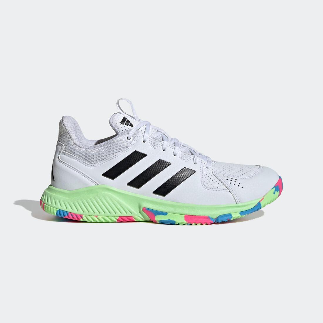 Chaussure de handball Adulte -Adidas Court Flight blanc/jaune/bleu – blanc
