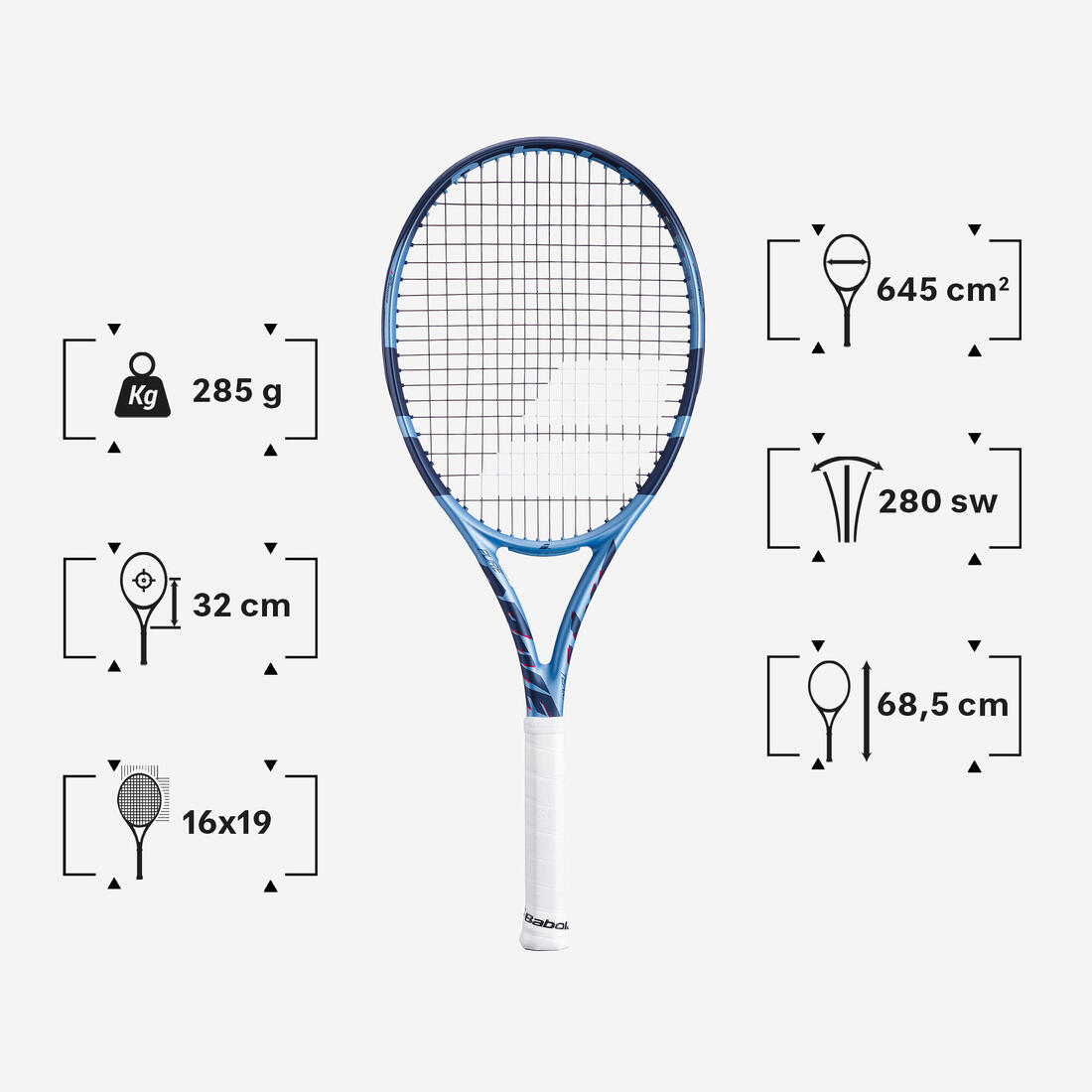 raquette de tennis adulte - babolat pure drive team bleu clair 285g