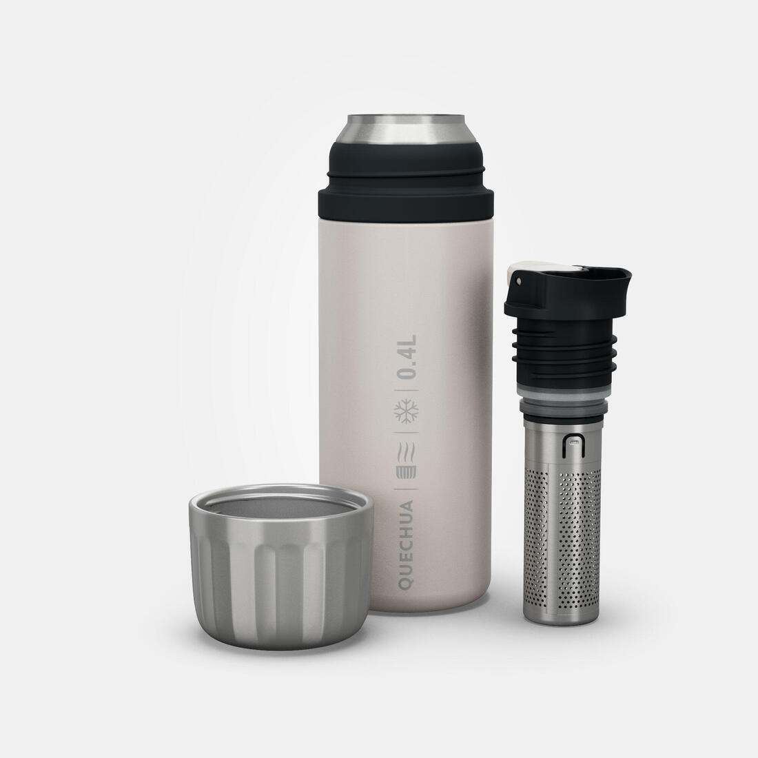 Bouteille inox isotherme avec filtre à thé 0,4L, de randonnée et camping