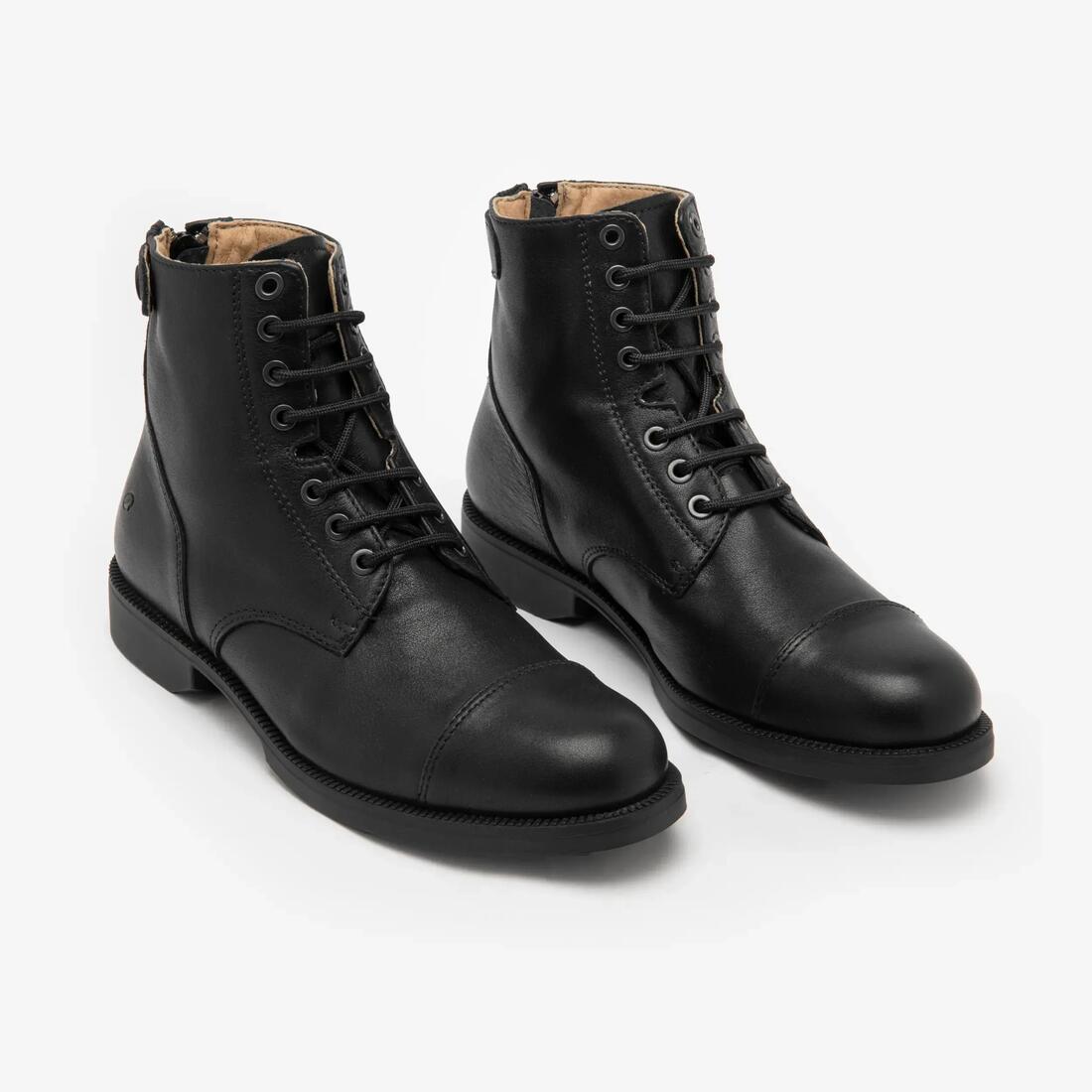 Boots équitation cuir paddock lacets Adulte - 560 noires