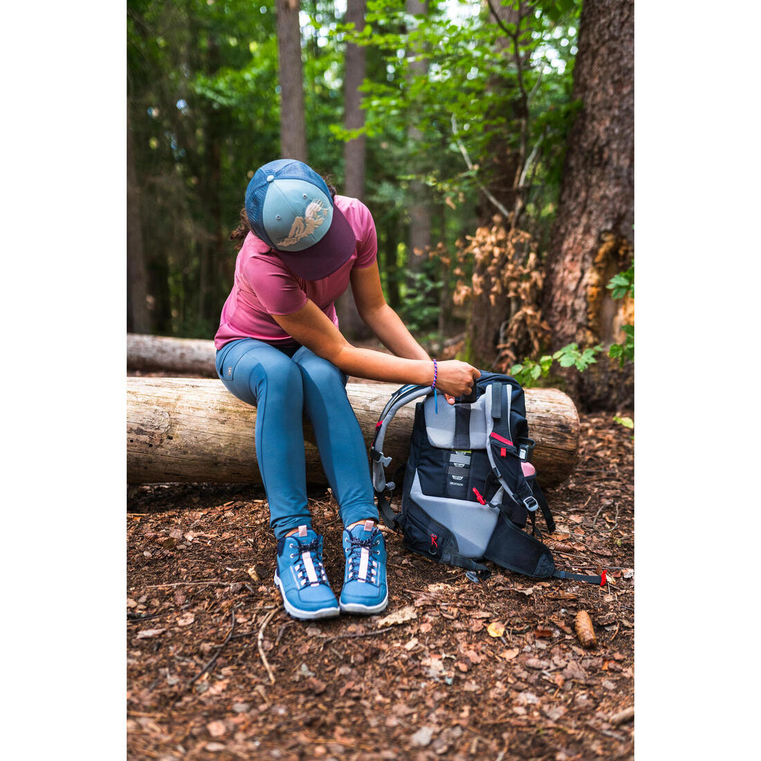 Legging de randonnée enfant, MH500 7-15 ans bleu
