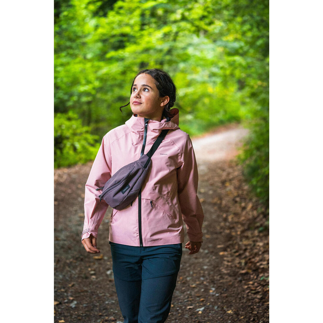 Veste de randonnée montagne imperméable légère enfant 7-15 ans, MH900 rose