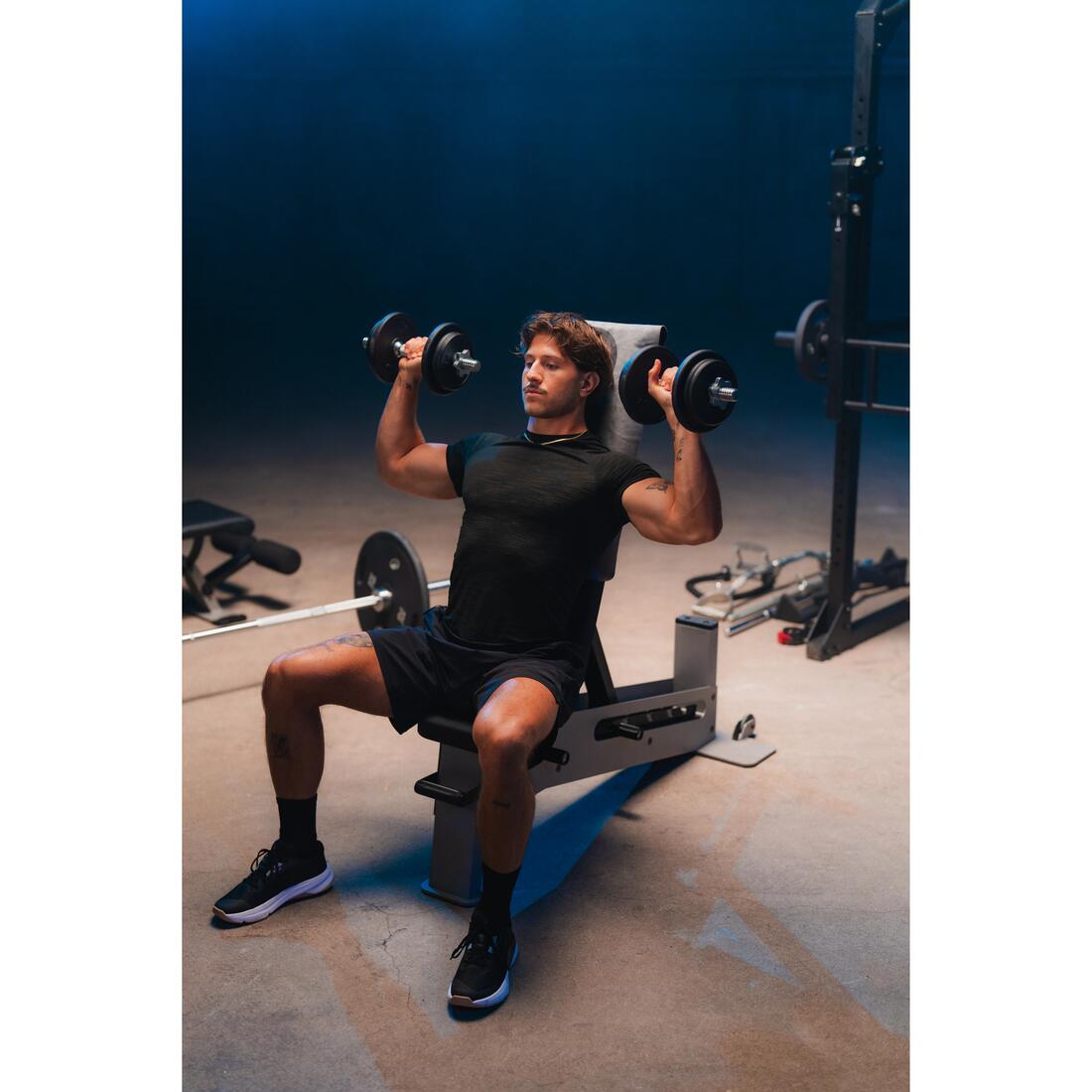 T-shirt musculation compression manches courtes respirant col rond