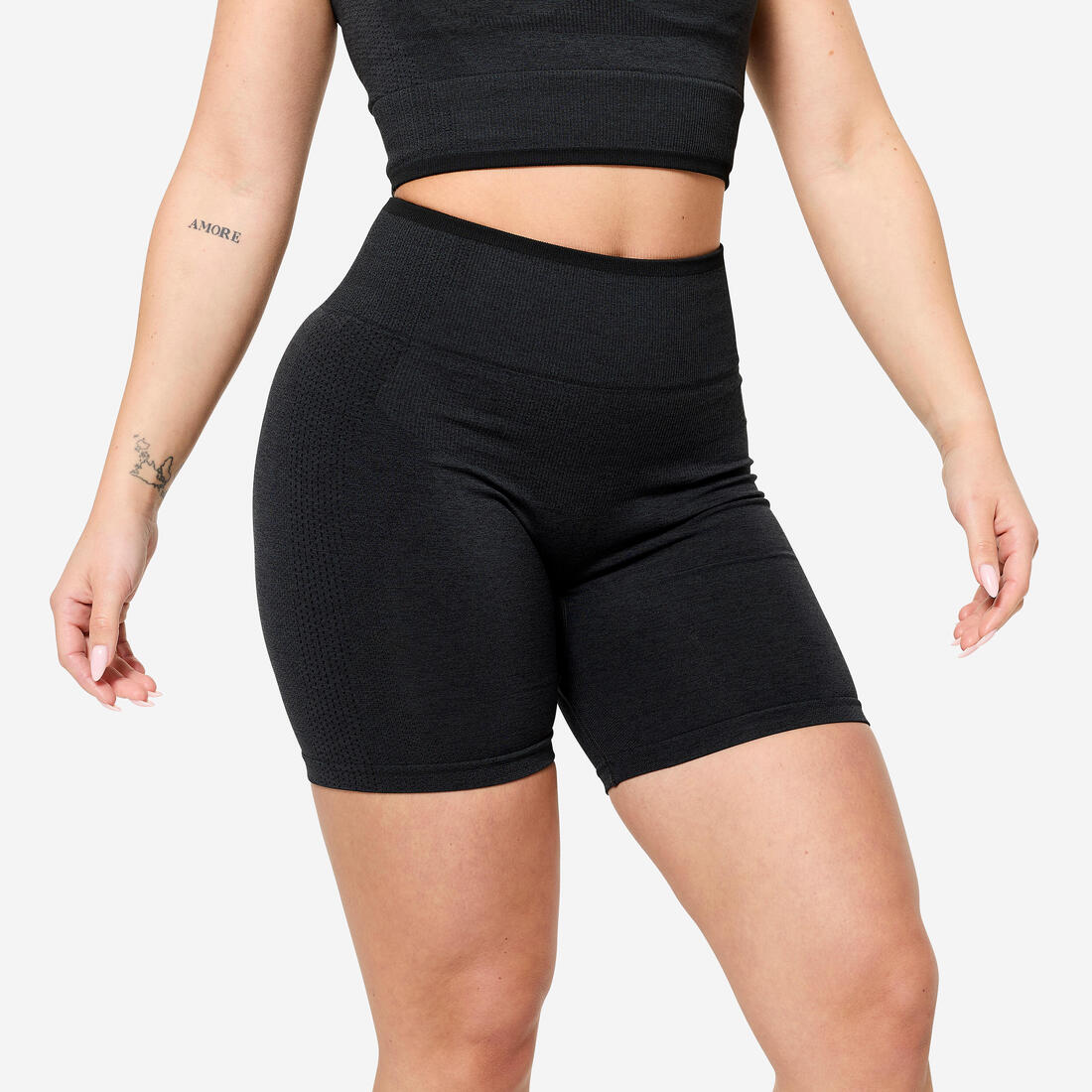 Short seamless de musculation femme, noir