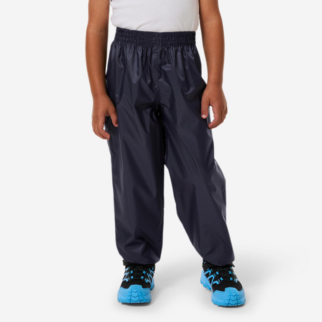 Surpantalon de randonnée imperméable enfant 2-6 ans, MH100 bleu noir
