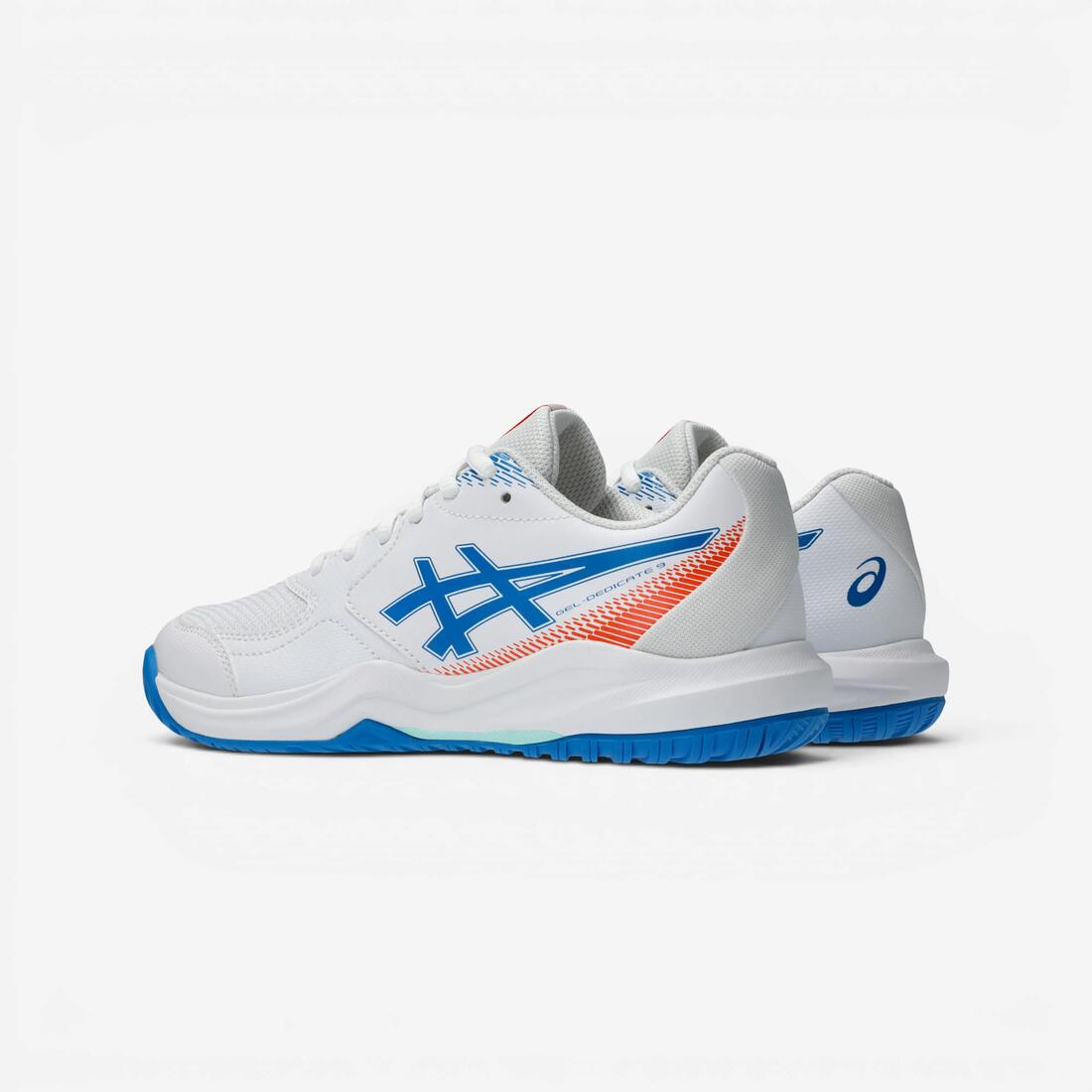 Chaussures de tennis multicourt à lacets enfant, Asics Gel Dedicate 9 GS blanc