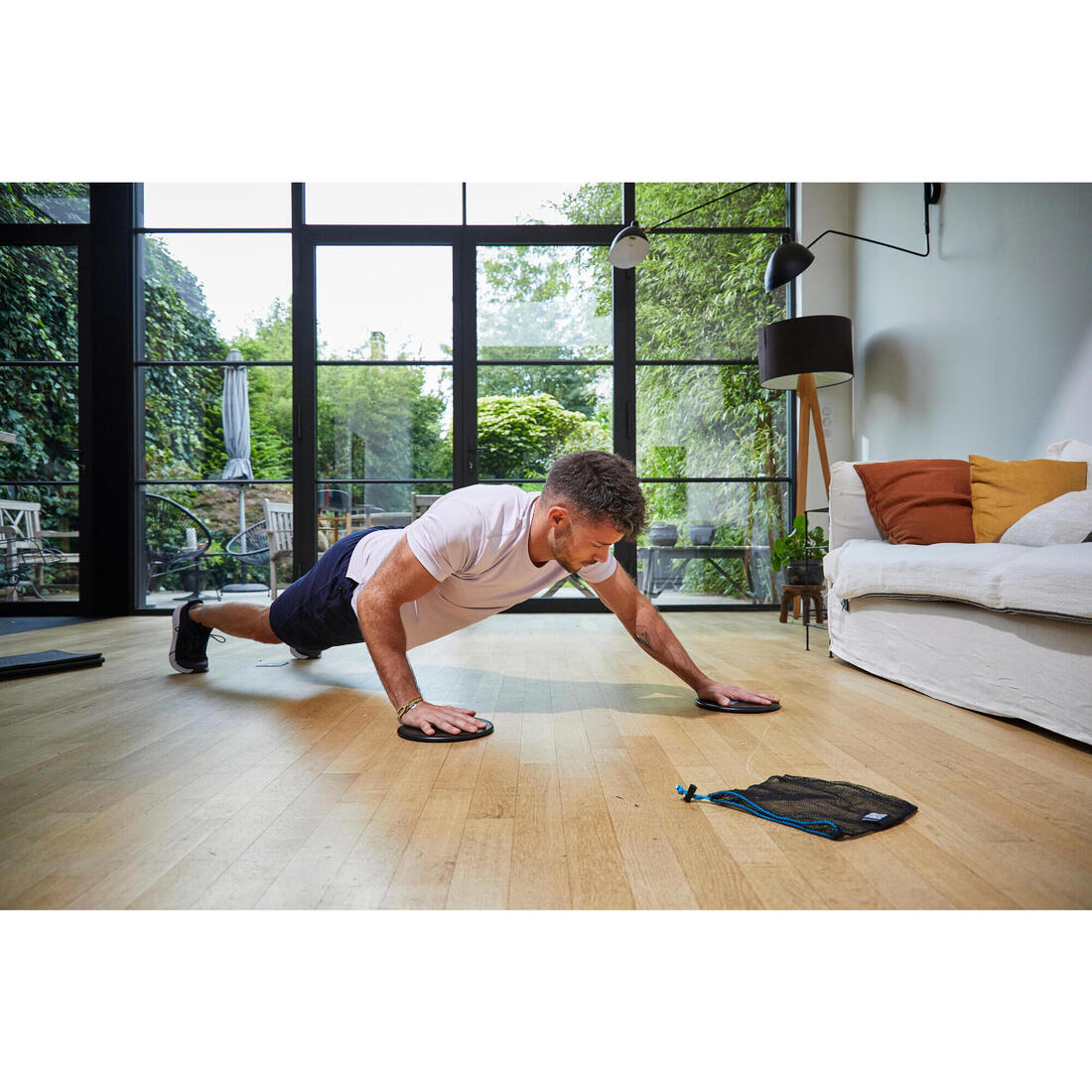 Disques de glisse musculation utilisables sur tous les sols x2, bleu et noir