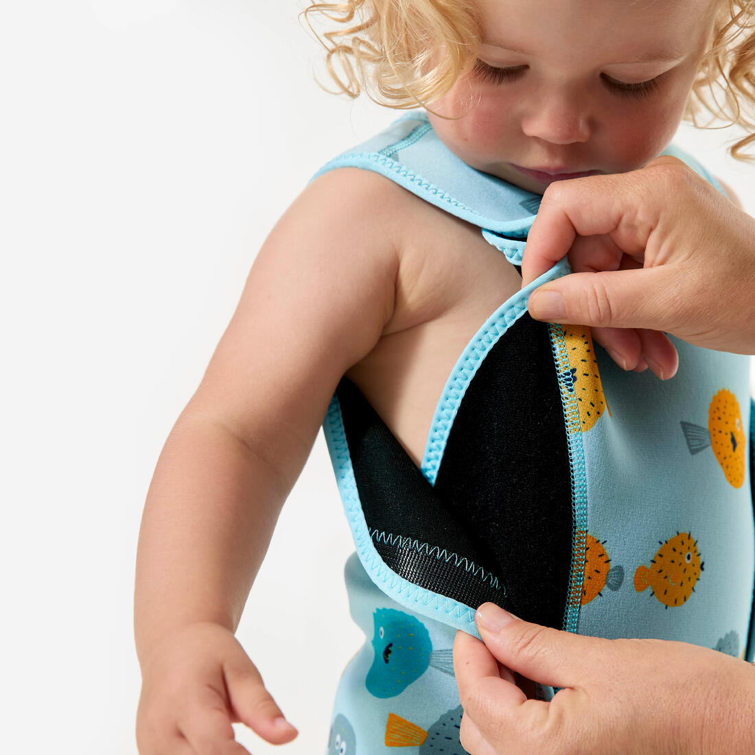 Combinaison néoprène thermique wrap 2mm bébé, Bodywarm poissons menthe