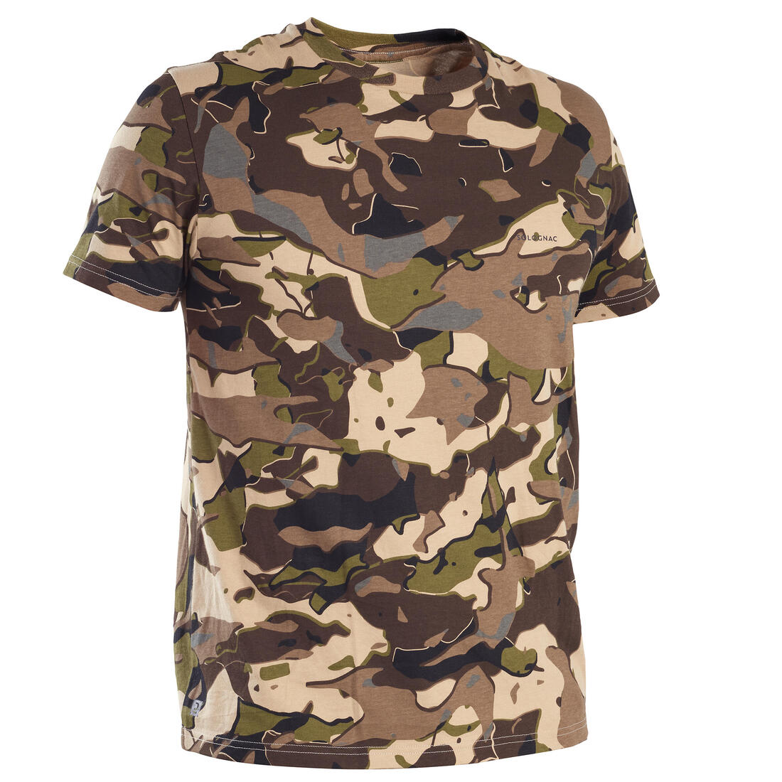 T-shirt manches courtes chasse 100 camouflage woodland