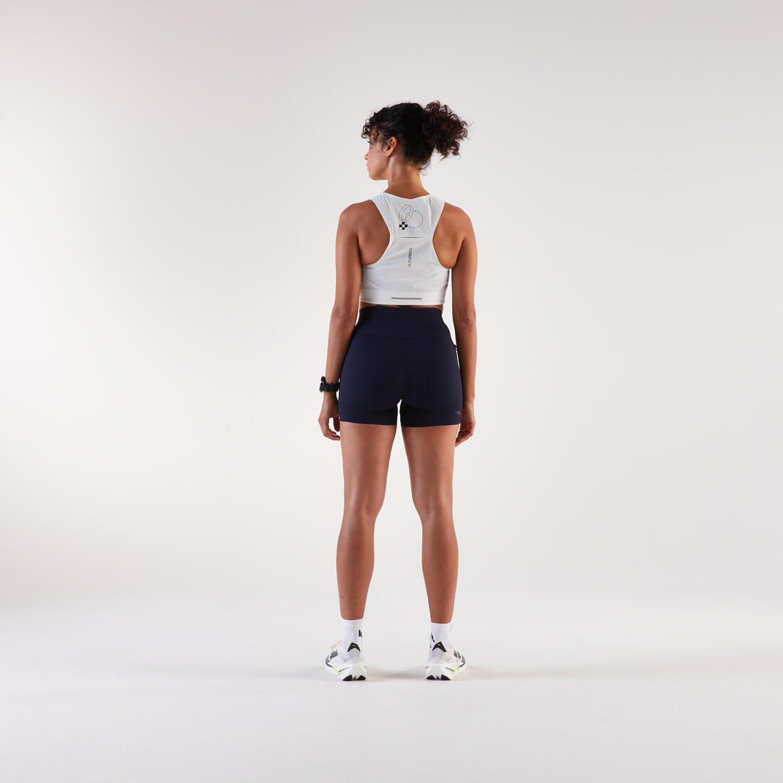 Débardeur de Running Crop top Femme, Kiprun blanc