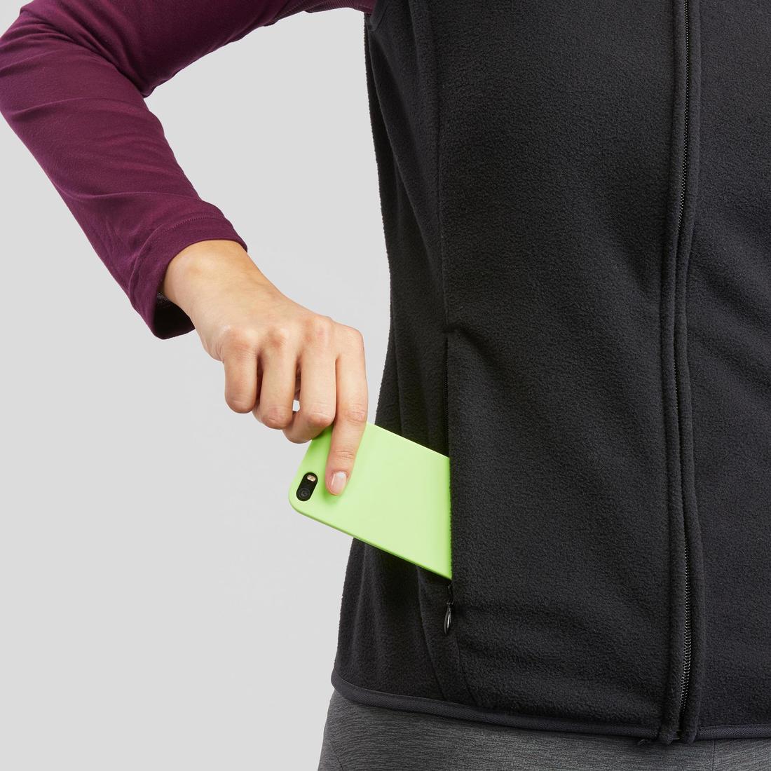 Gilet polaire de randonnée montagne femme, MH100 noir