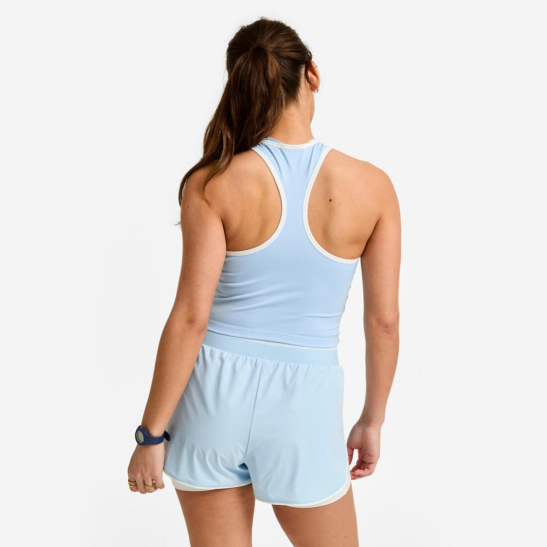 Débardeur court dos nageur femme, bleu foncé