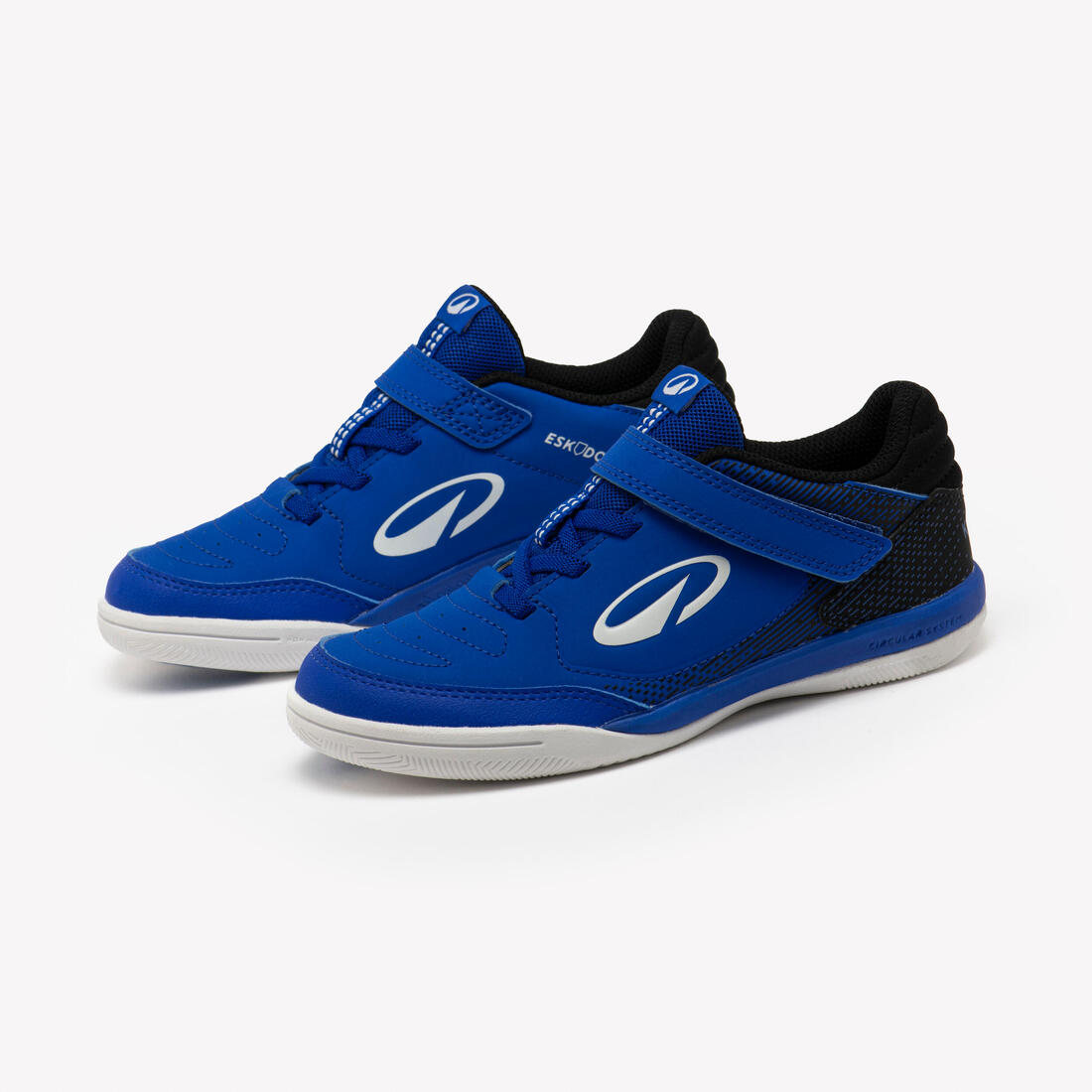 Chaussures de futsal sans lacet enfant, Eskudo Club Sala Easy orange et