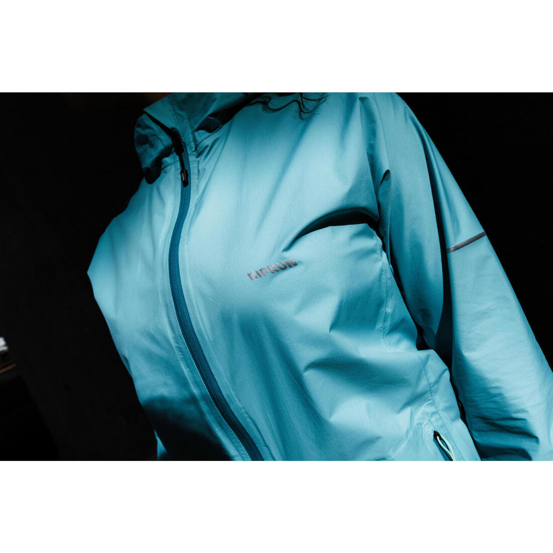 Veste running imperméable Femme, Kiprun Run Rain 900 gris foncé