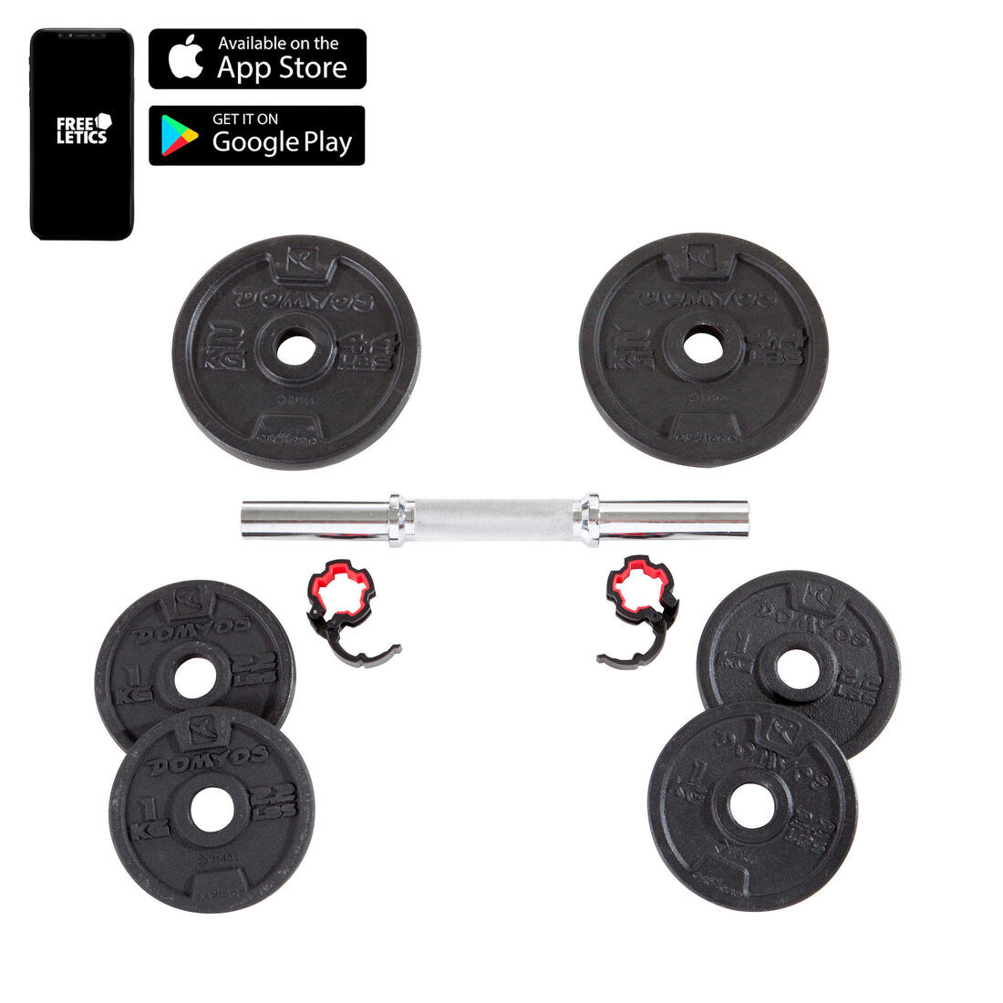 Kit haltères de musculation 10 kg avec disque de fonte en partie recyclée
