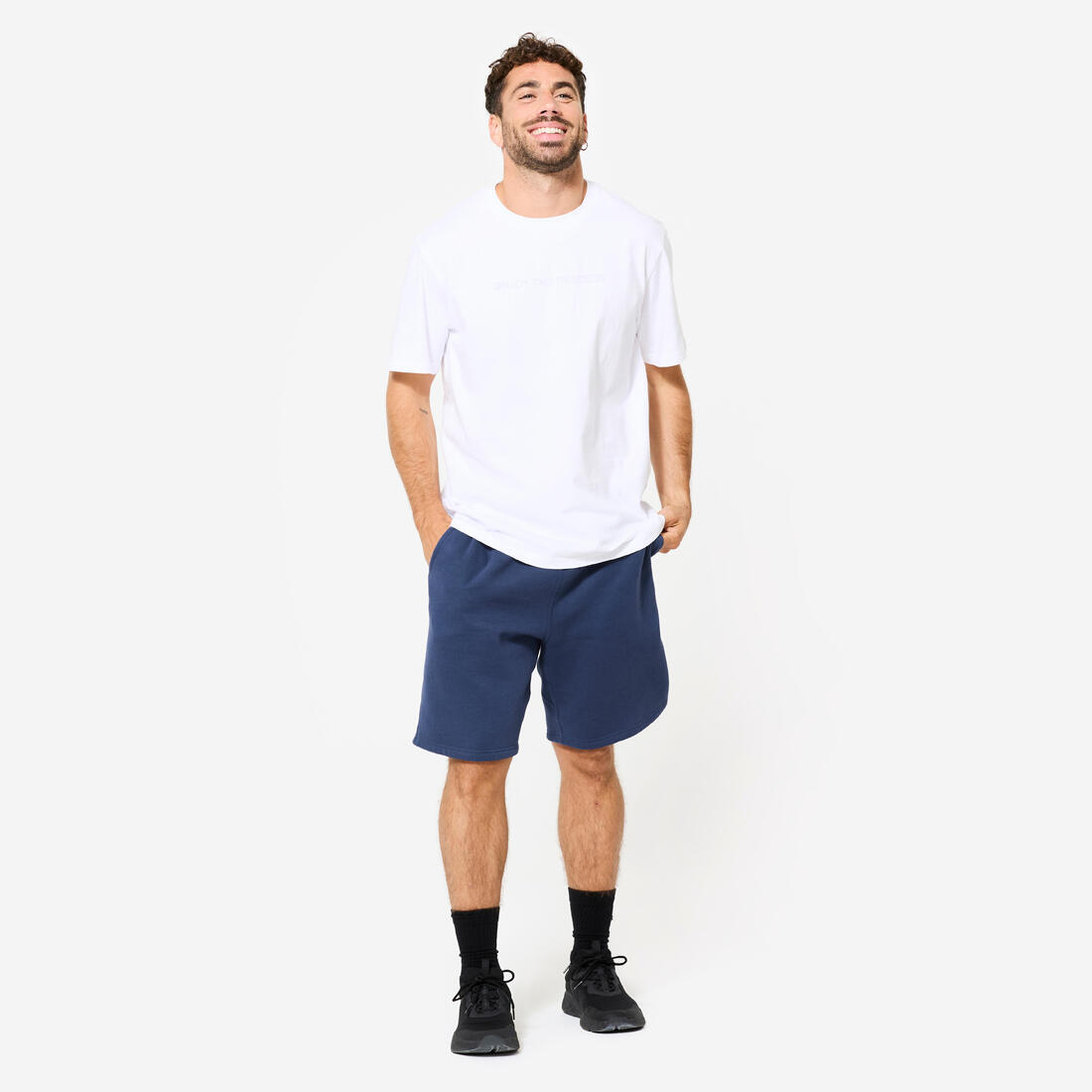 Short de fitness en molleton avec poches homme