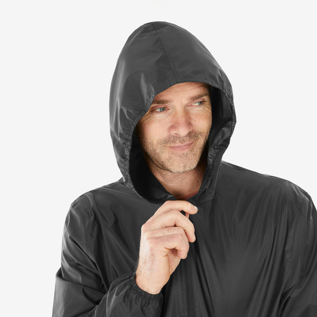 Veste de randonnée coupe-vent imperméable homme, Raincut 1/2 Zip noir
