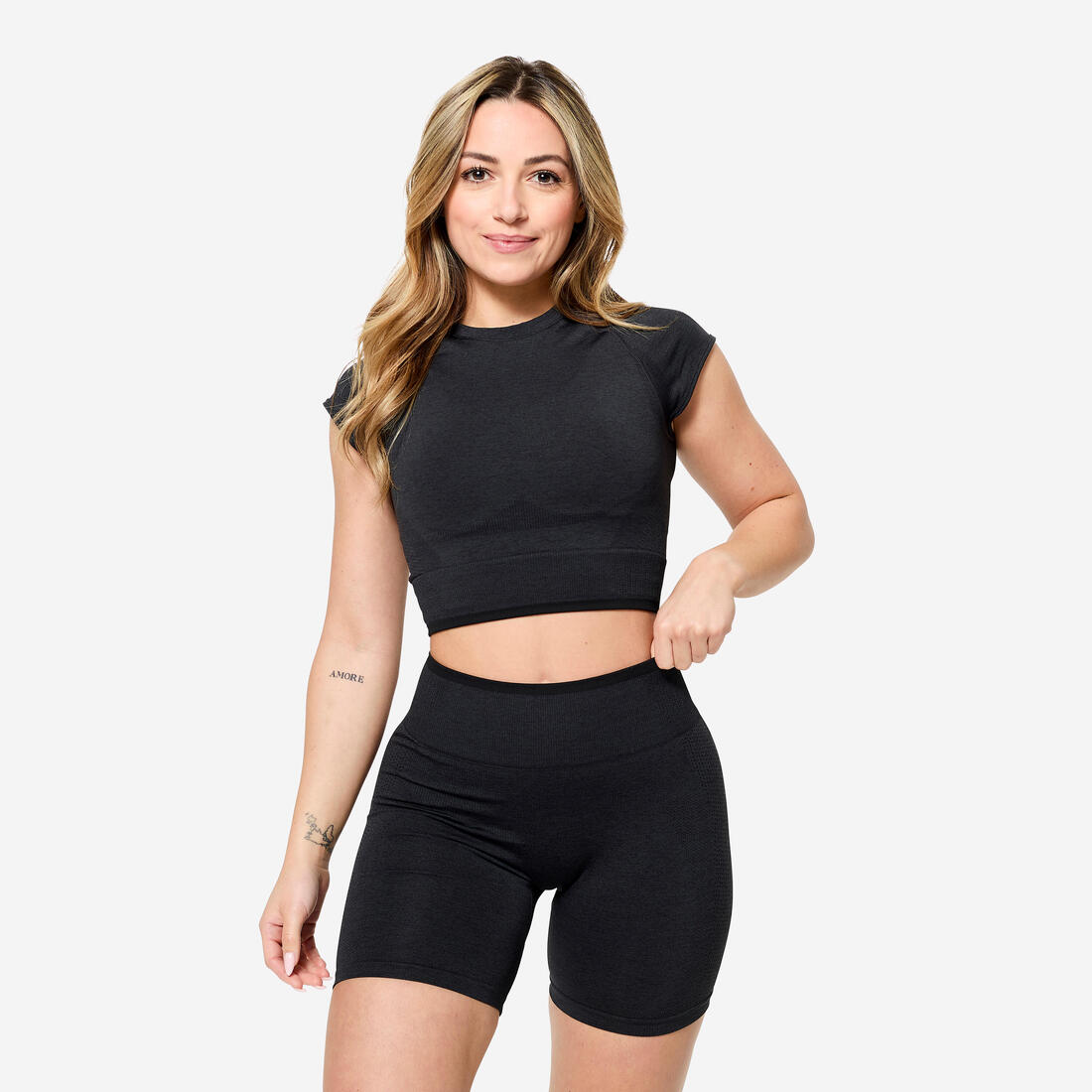 Short seamless de musculation femme, noir