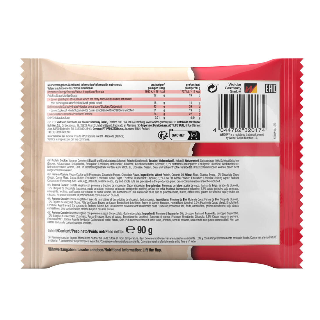 Cookie protéiné double choc chips 100% vegan 90g