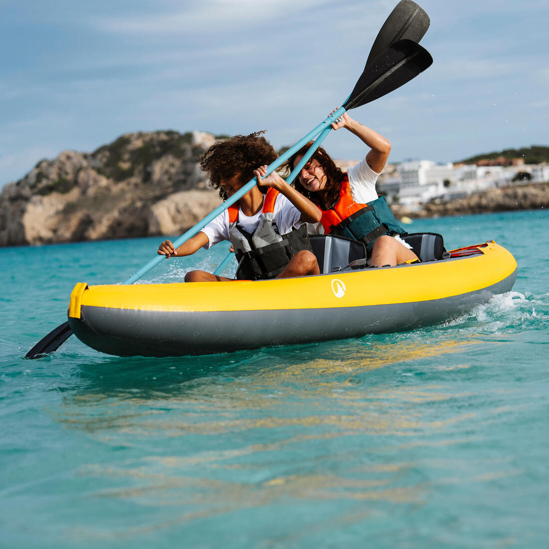 Canoë kayak gonflable 2 places - Tribord 100+ Jaune