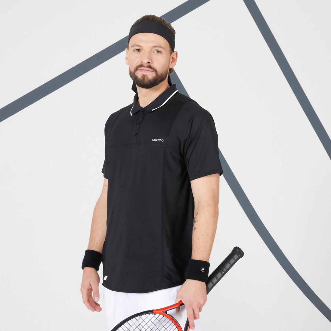 Polo tennis manches courtes Homme - Artengo DRY Marine
