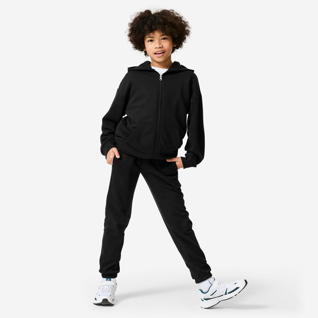 Sweat loose zippé avec capuche foncé