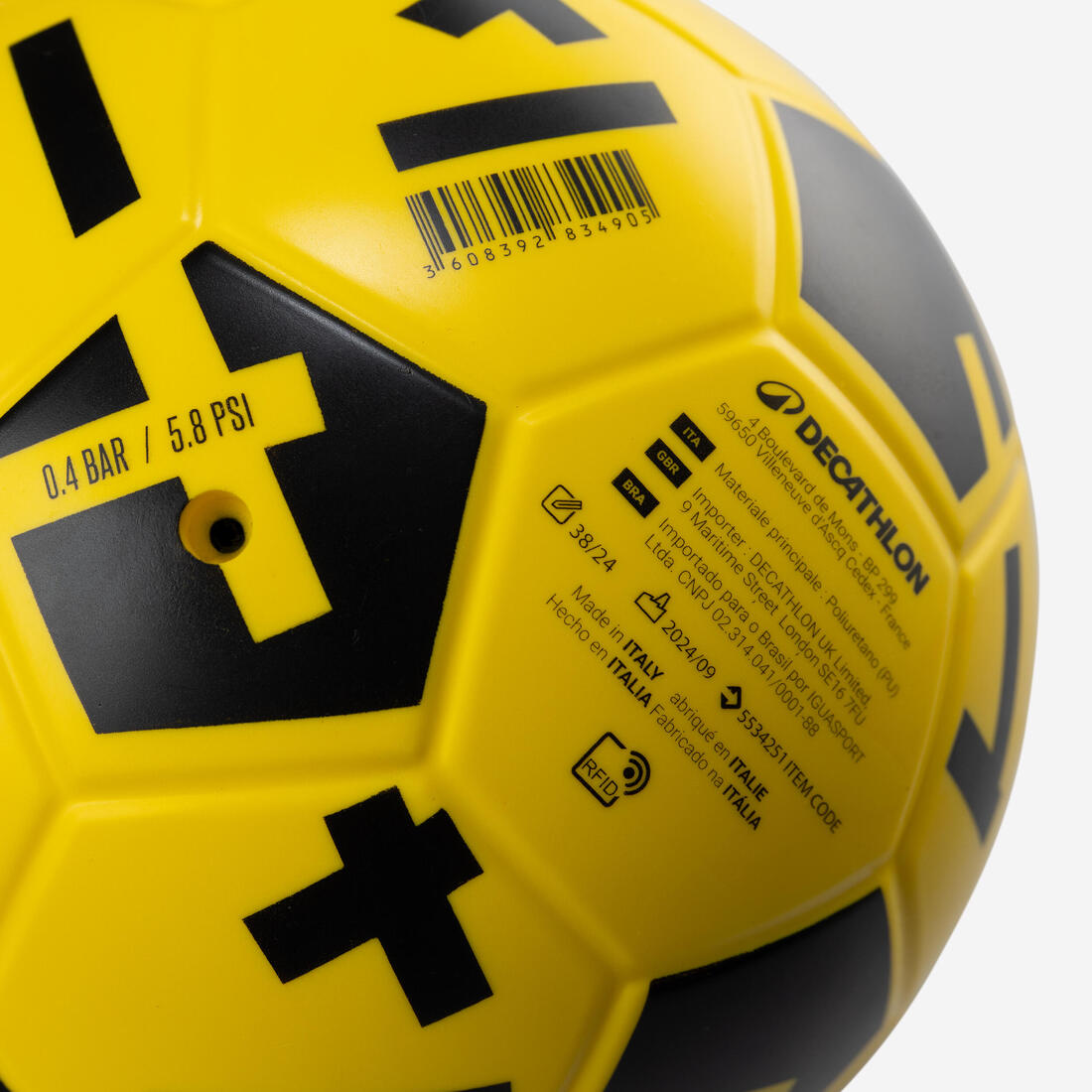 Ballon de football en mousse ballground 500 t4 jaune et noir