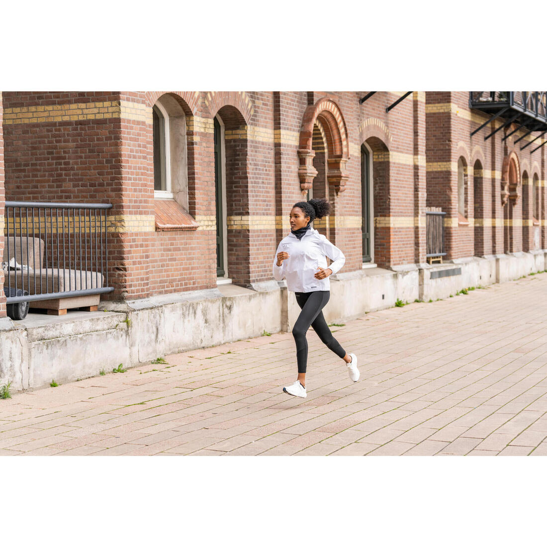 Veste imperméable de running femme - kiprun run 100 rain blanche