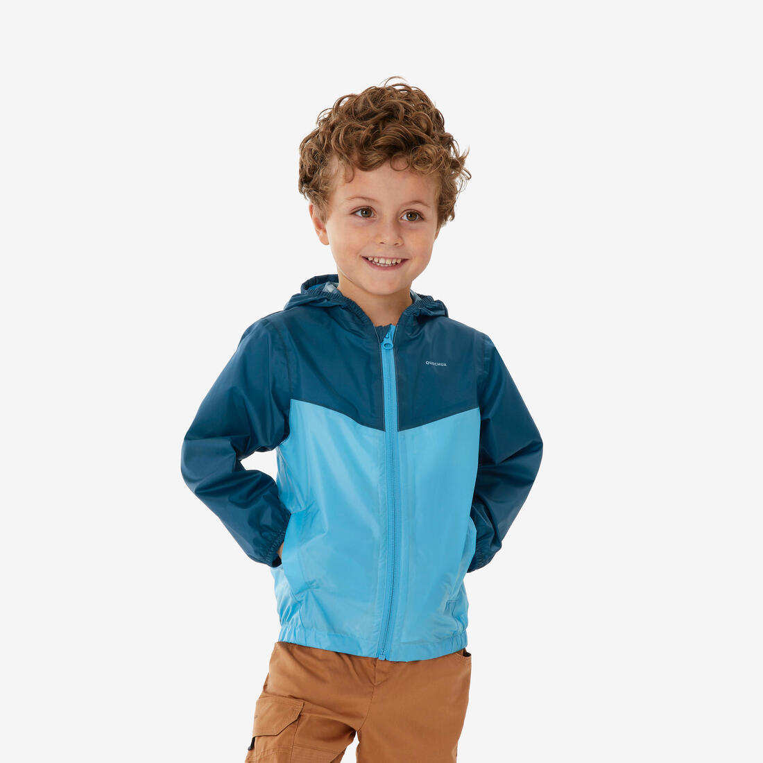 Veste imperméable de randonnée enfant 2-6 ans, MH100 zip bleu