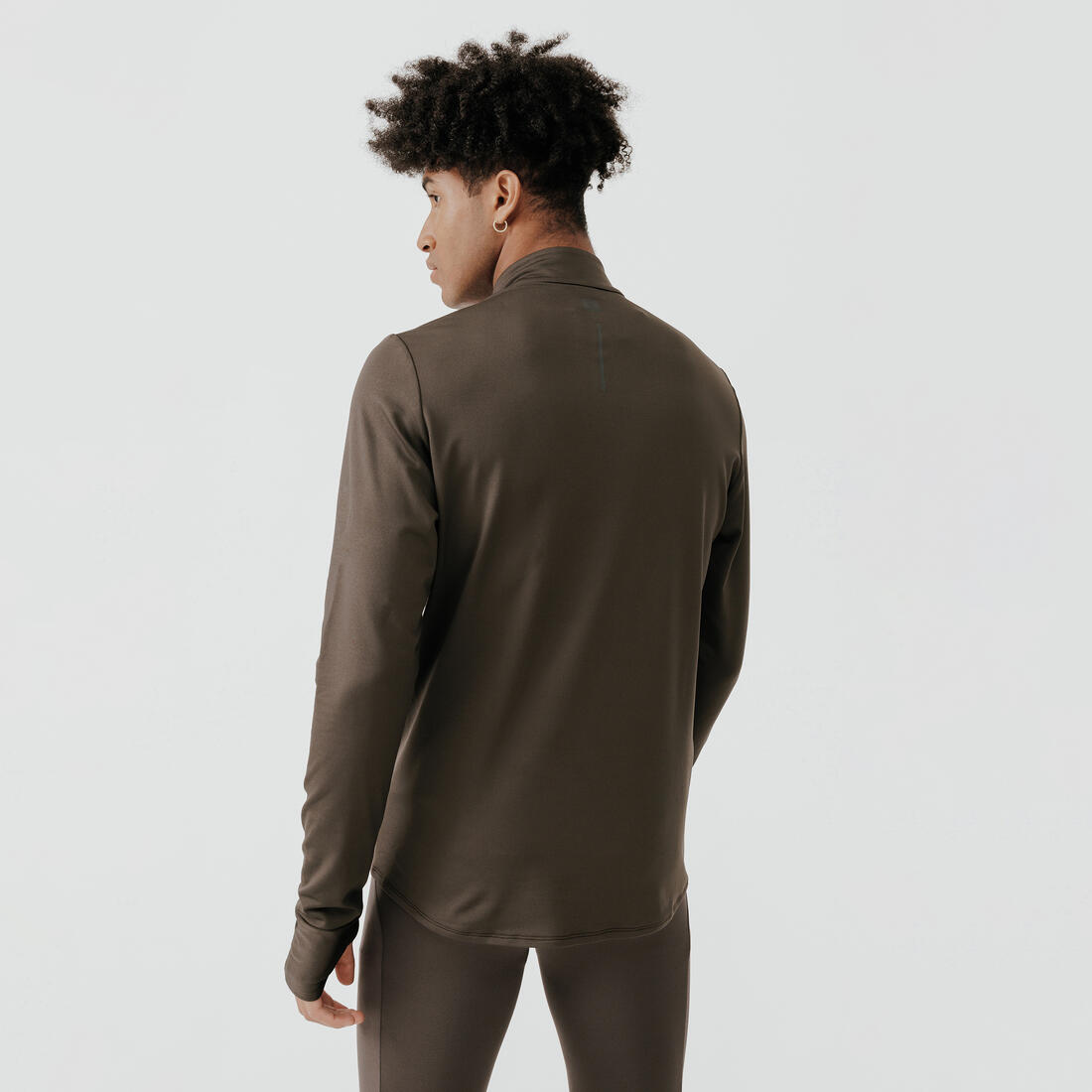 T-shirt zip chaud manches longues de running homme - kiprun run 100 warm