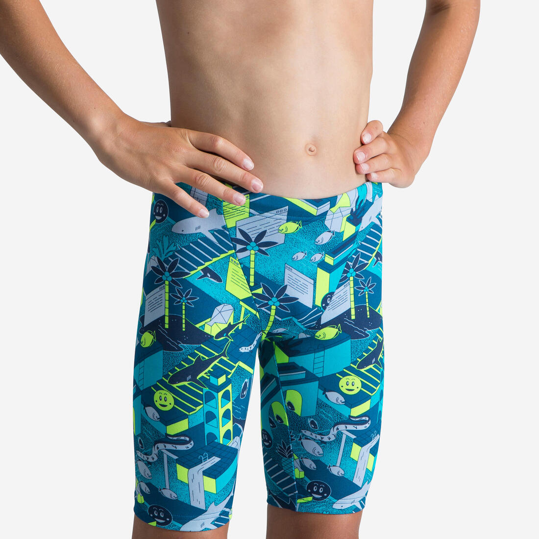Jammer de natation garçon - fitib – bleu turquin